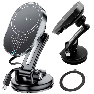 Yesido C313 Magnetic Car Holder with Qi 15W Inductive Charger for Car Cockpit Phone Black