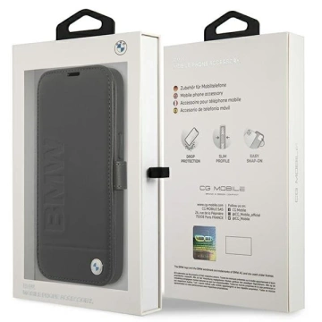 BMW BMFLBKP13SSLLBK Handyhülle für Apple iPhone 13 Mini 5.4" Schwarz/Schwarz Book Signature