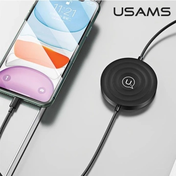 Індуктивний зарядний пристрій USAMS US-CC096 10W з Lightning кабелем чорний/чорний CC96WH01