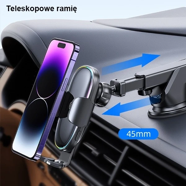 Uchwyt Indukcyjny 15W USAMS US-CD187 Szyba/Deska/Kratka Czarny