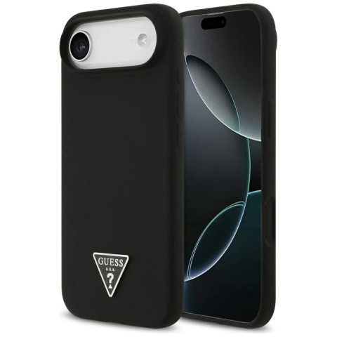 Etui Guess Silicone Triangle Logo MagSafe do iPhone 17 Air czarne