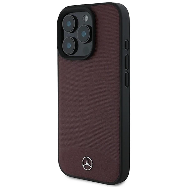 Mercedes-Etui für iPhone 16 Pro Max 6,9" Schwarzes MagSafe Hardcase Strukturiertes und glattes Leder