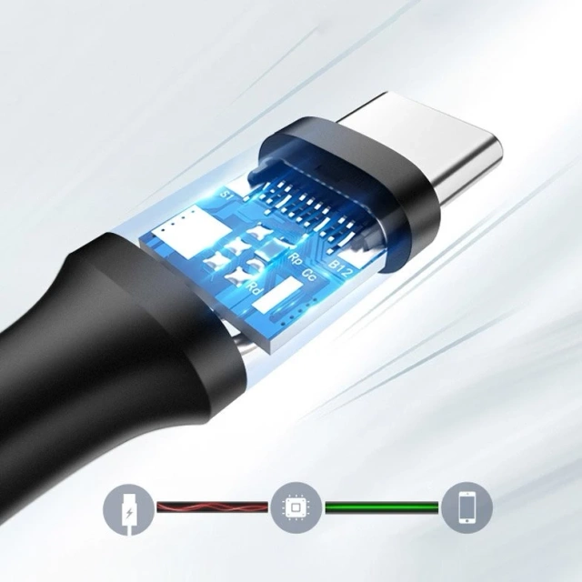 Uzelený kabel USB 3.0 – USB typu C 1m 3A černý (20882)