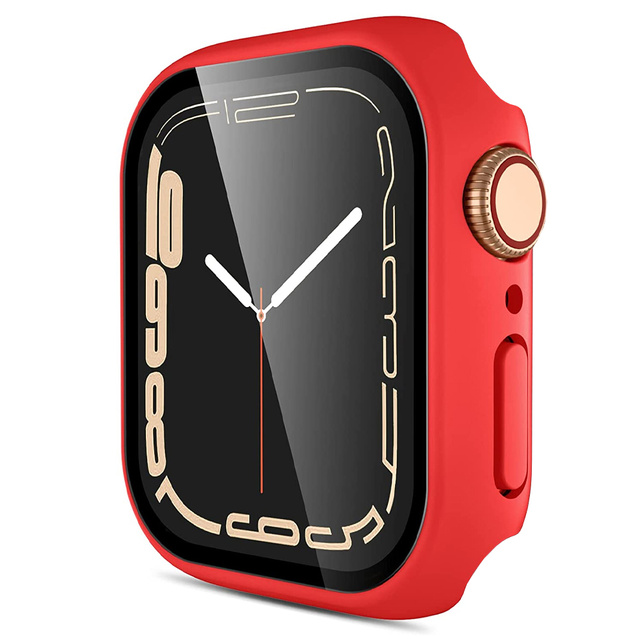 Alogy 2in1 Gehäuse Overlay Glas für Apple Watch 7 41mm Rot