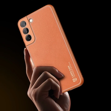 Dux Ducis Yolo elegantní kryt z ekologické kůže pro Samsung Galaxy S22 (S22 Plus) oranžový