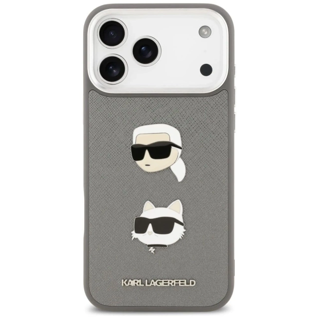 Etui Ochronne do iPhone 17 Pro Max Karl Lagerfeld FW Grained K&C Pins MagSafe Szary