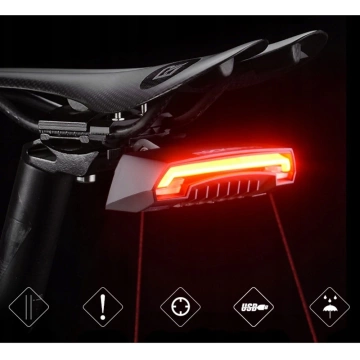 Rockbros LKWD-R1 rear bicycle light with laser and remote control, micro USB cable - USB-A - black