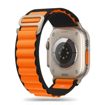 NYLON PRO APPLE HODINKY 4 / 5 / 6 / 7 / 8 / SE / ULTRA (42 / 44 / 45 / 49 MM) ČIERNA / ORANŽOVÁ
