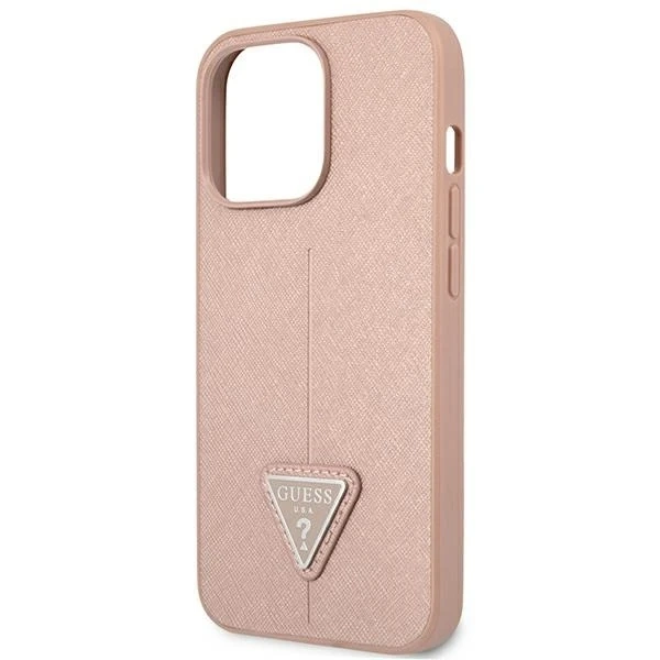 Guess GUHCP14XPSATLP case for Apple iPhone 14 Pro Max 6.7" pink/pink hardcase SaffianoTriangle Logo