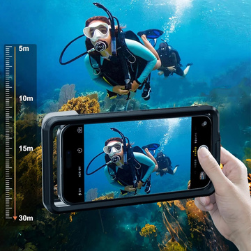 Waterproof case waterproof IPX68 universal for phones up to 6.9 inches Case water case Leash Alogy Black