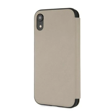 BMW BMFLBKI61LLST Schutzhülle für Apple iPhone Xr Buch beige/taupe Logo-Aufdruck