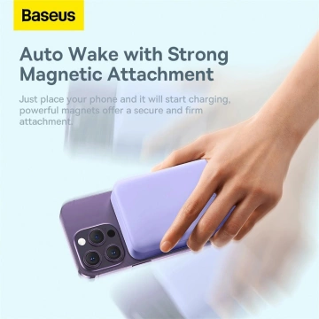 Baseus Magnetic Mini 20000 mAh 20W Powerbank – lila USB-C / USB-C-Kabel