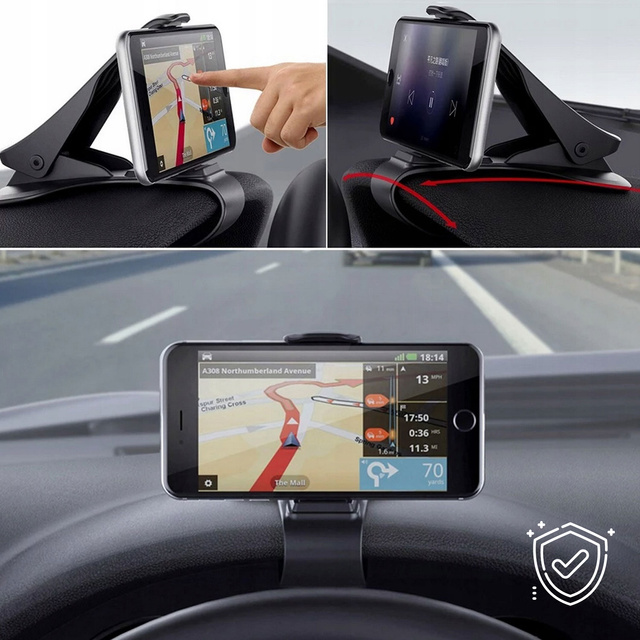 Držák do auta s klipem na klip na palubní desku černý