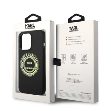 Ochranné pouzdro na telefon Karl Lagerfeld KLHCP14LSRSGRCK pro Apple iPhone 14 Pro 6.1" hardcase černá/černá silikonová RSG