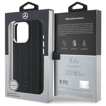 Etui Mercedes до iPhone 16 Pro Max 6.9" Czarne HardCase Silicone Vertical Tonal Stripes MagSafe