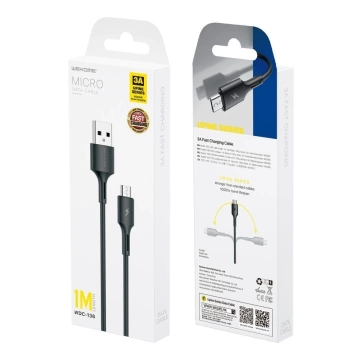 WK Design YouPin kabel USB - micro USB 3A 1m černý (WDC-136m)