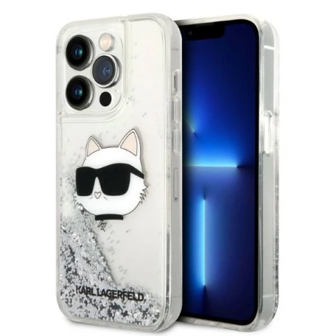 Etui Karl Lagerfeld KLHCP14LLNCHCS pro iPhone 14 Pro 6,1" pevné pouzdro Glitter Choupette Head