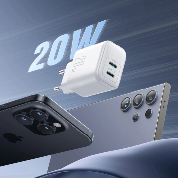 Sieťová nabíjačka Joyroom 2x USB-C 20W PD / QC 3.0 - biela