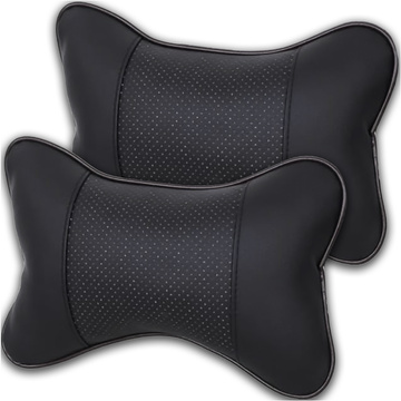 Profiled car neck pillow for the headrest of the car, comfortable soft eco-leather Alogy Black