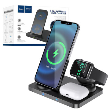 HOCO CW33 3in1 15W Induktionsladegerät für iPhone / Airpods / Watch Black