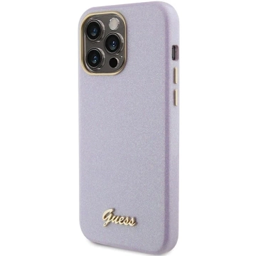 Etui Guess GUHCP15LPGMCSL pro iPhone 15 Pro 6,1" liliově/lila pevný obal Glitter Glossy Script