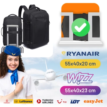 Bange Wasserdichter Rucksack für Laptops bis 17 Zoll, 47 x 29 x 17 cm, für Stadtreisen, Arbeit und Flugreisen, für Damen und Herren, mit 3 Fächern, Schwarz