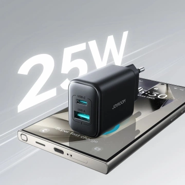 Мережевий зарядний пристрій Joyroom USB-C / USB-A 25 Вт SFC / PPS / PD - чорний