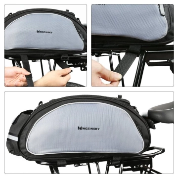 Wozinsky Fahrradträgertasche mit Schultergurt 13l schwarz (WBB1BK)