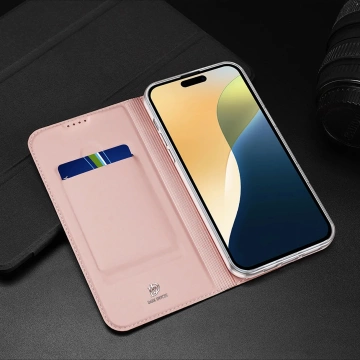 Захисний чохол Dux Ducis Skin Pro рожевого кольору з відкидною кришкою для iPhone 16