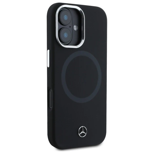 Pouzdro Mercedes pro iPhone 16 6,1" černé pevné silikonové pouzdro Tonal Logo MagSafe