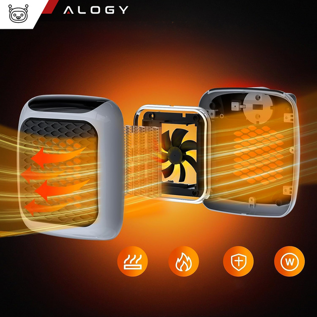 Powerful Mini Electric Heater Farelka Fan Heater for Socket Contact Pilot 800W Heater Heater EU Alogy Gray