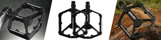 MTB aluminum platform bicycle pedals, set of 2, Aluminum Black