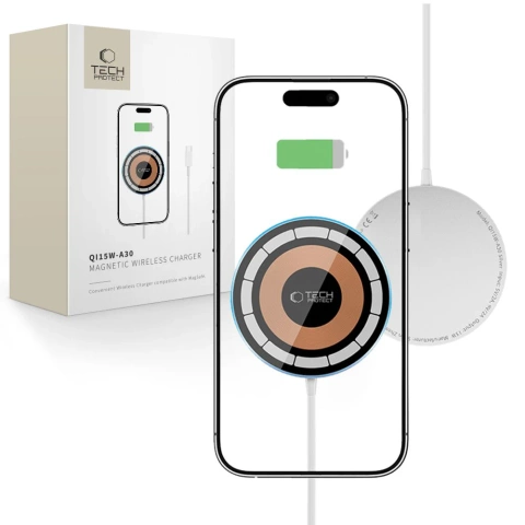 Зарядний пристрій MagSafe Tech-Protect QI15W-A30 сріблястого кольору 15 Вт