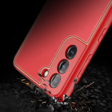 Dux Ducis Yolo elegant case cover made of ecological leather for Samsung Galaxy S21 FE red