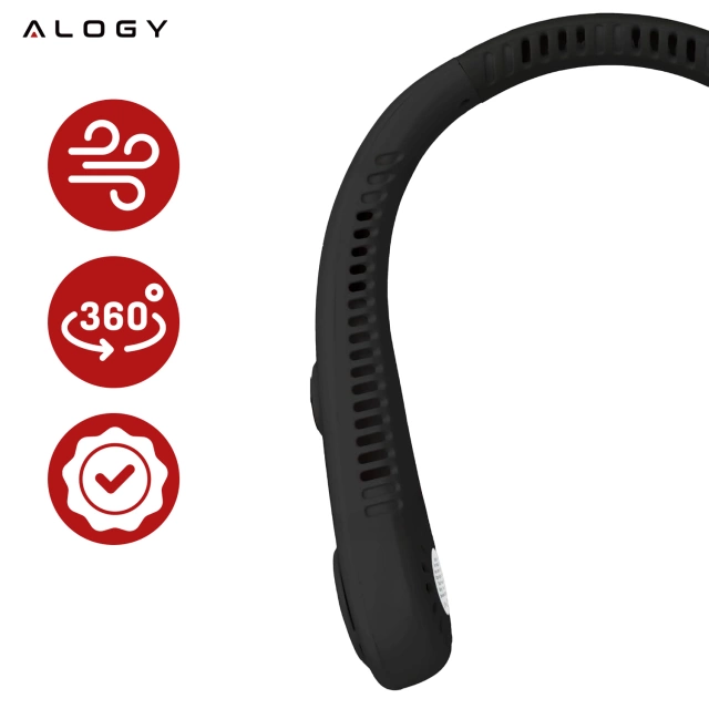 Alogy BreezeNeck™ krční ventilátor mini cirkulátor s displejem 1500mAh černý