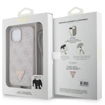 Чохол Guess GUHCP15MP4TDSCPP для iPhone 15 Plus 6.7" hardcase Crossbody 4G Metal Logo рожевий/рожевий