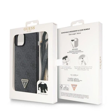 Etui Guess GUHCP15SP4TDSCPK pro iPhone 15 6,1" černý/černý pevný obal Crossbody 4G kovové logo