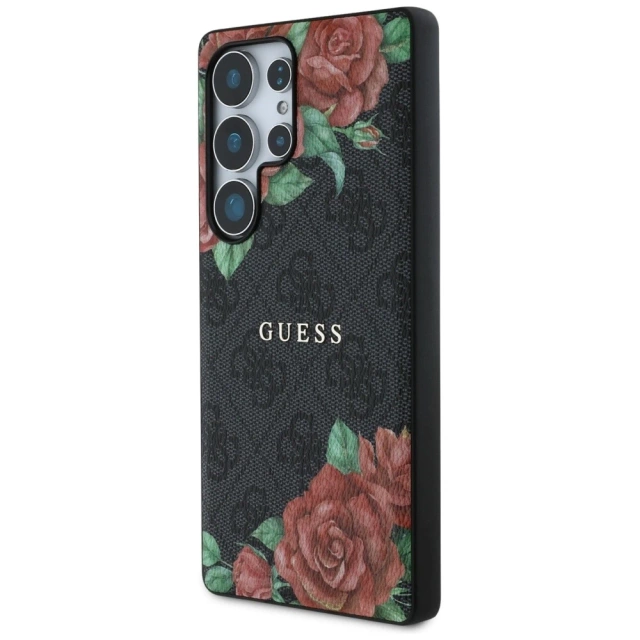 Etui Guess 4G Flowers Print MagSafe do Samsung Galaxy S25 Ultra Czarny