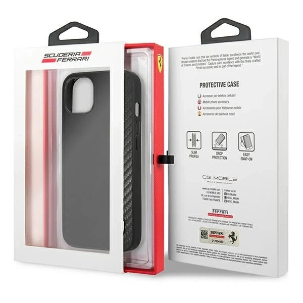Чохол для телефону Ferrari iPhone 13 mini 5.4" black/black hardcase On Track Carbon Stripe