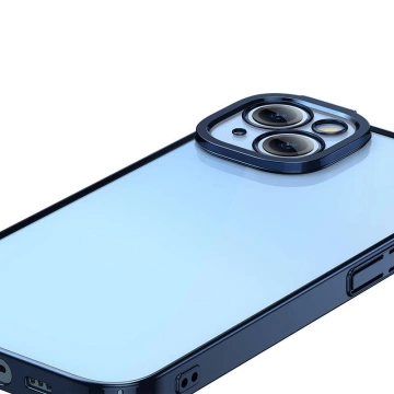 Baseus Glitter Schutzhülle Set Clear Case und Tempered Glass für iPhone 14 Plus (Blau)