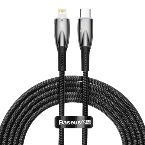 Baseus Glimmer Series rychlonabíjecí kabel USB-C - Lightning 480Mb/s PD 20W 2m černý