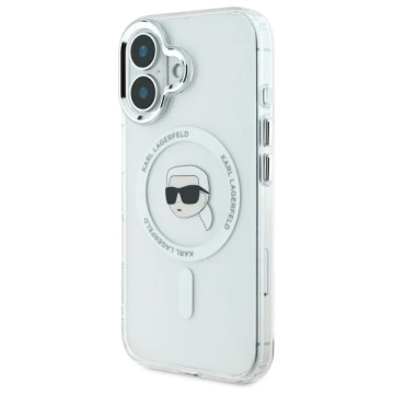 Чохол Karl Lagerfeld для iPhone 16 Plus 6.7" IML Metal Karl Head MagSafe White