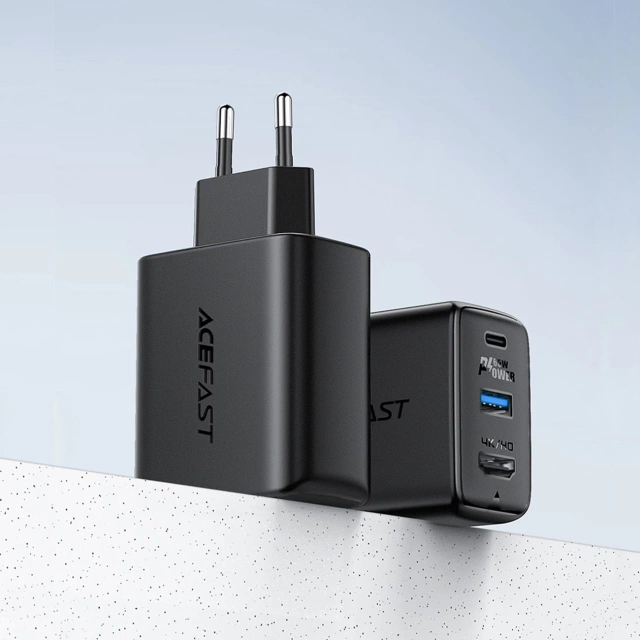 Acefast 2in1 wall charger GaN 65W USB Type C / USB, HDMI adapter 4K@60Hz (set with cable) black (A17 black)