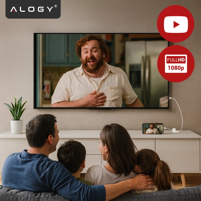 Przejściówka Lightning do HDMI i Lightning – adapter Full HD 60 Hz, łatwe podłączenie iPhone / iPad do TV lub projektora, Plug & Play – Alogy LightningHD™ Biały