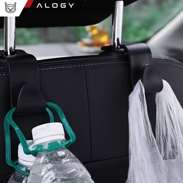 2x Hanger držiak háčik do auta na opierku hlavy na auto organizér háčik Alogy Car Black
