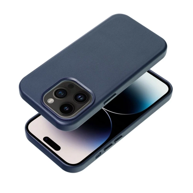 Leather Mag Cover case compatible with MagSafe for Apple iPhone 15 Pro Max blue