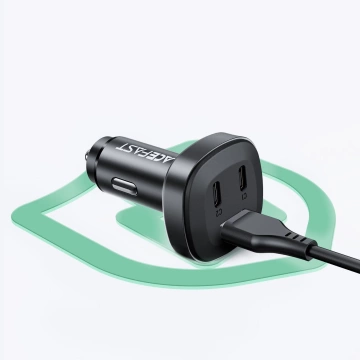Acefast nabíječka do auta 66W 2x USB Type C / USB, PPS, Power Delivery, Quick Charge 4.0, AFC, FCP, SCP černá (B3 černá)