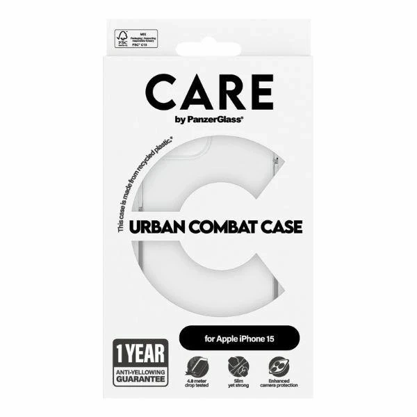 Priehľadné puzdro CARE od PanzerGlass Urban Combat pre iPhone 15 6,1"