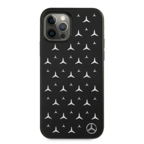 Mercedes MEHCP12MESPBK protective case for Apple iPhone 12 / 12 Pro 6.1" black/black hardcase Silver Stars Pattern