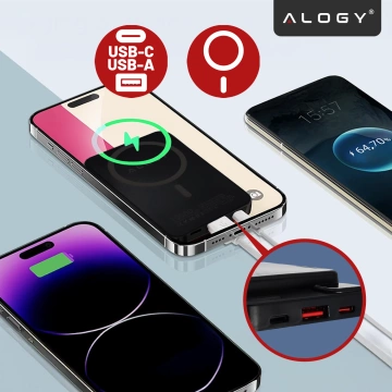 PowerBank Alogy MagCharge 22.5W PD20W PowerDelivery швидка зарядка 10000mAh бездротова для MagSafe Black